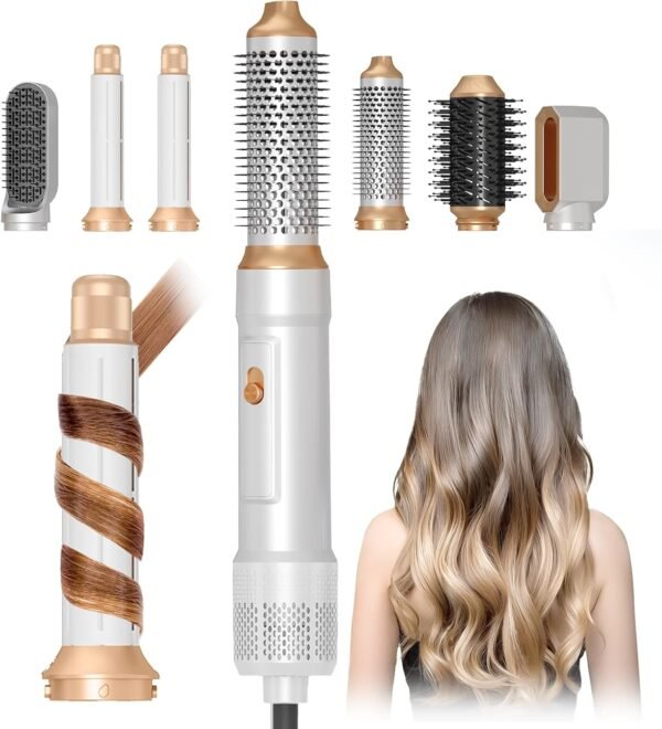 6 in ONE Blow Dryer Brush,Air Curling Iron Round Brush for Blow Out 800W