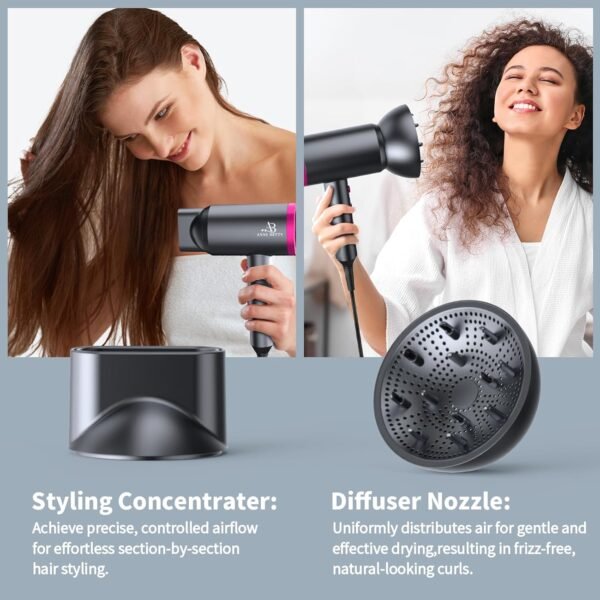 71YRbDR6nL._AC_SL1500_.jpg Ionic Hair Dryer with Diffuser, Powerful 1800W Blow Dryer for Women & Men, Fast-Drying Hair Dryer with Nozzle for Home, Salon, Travel