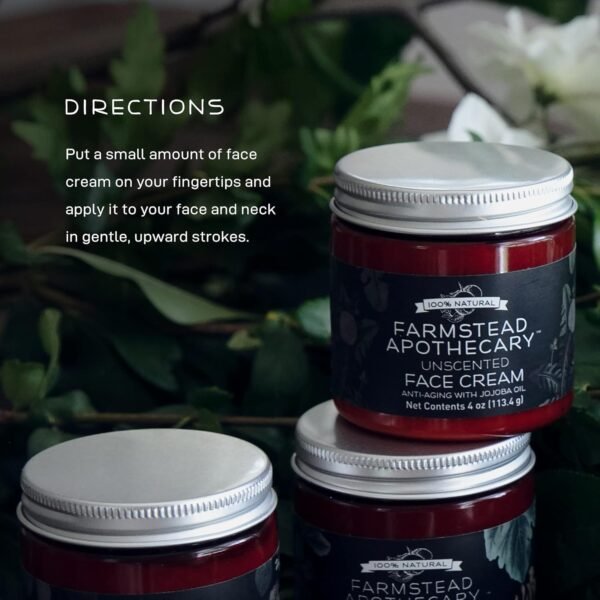 71YSMyUqVeL._SL1500_.jpg Farmstead Apothecary 100% Natural Anti-Aging Face Cream with Jojoba Oil, 4 oz (Unscented)