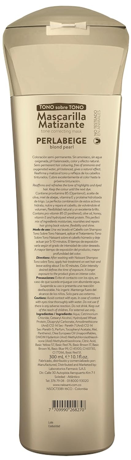 naissant Perla Beige Hair Purple Toning Mask | Eliminates Brassiness | Neutralizes Yellow & Orange Tones | Paraben, Ammonia & Sulfate Free | Pro-Vitamin B5, Olive Oil & Honey (Perla Beige) 10.1 Fl Oz