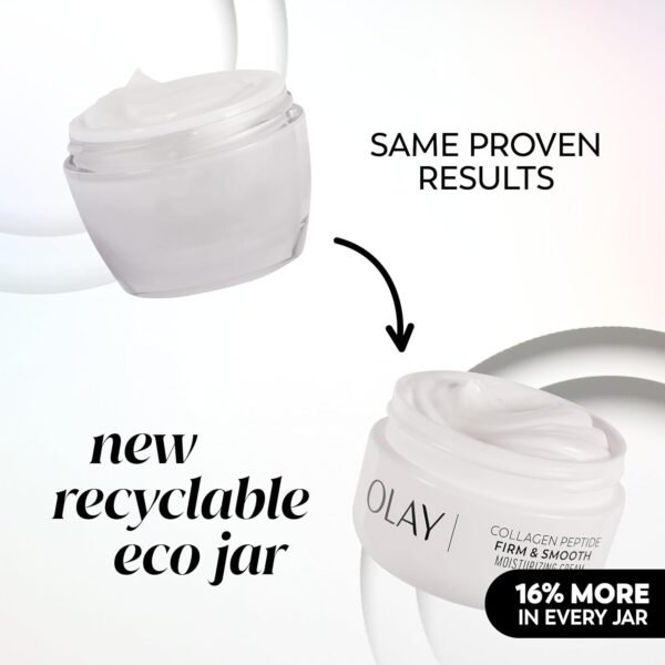 Olay Firm & Smooth Collagen Peptide Face Moisturizer, 2 oz Fragrance Free Firming Face Cream for Hydration and Skin Renewal, Recyclable Eco Jar Packaging