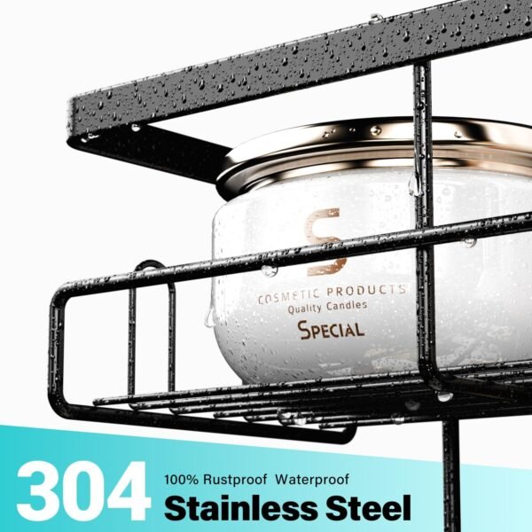 Over the Door Shower Caddy Hanging: Black Rustproof Shower Organizer over the Door - No Drilling Bathroom Rack for Inside