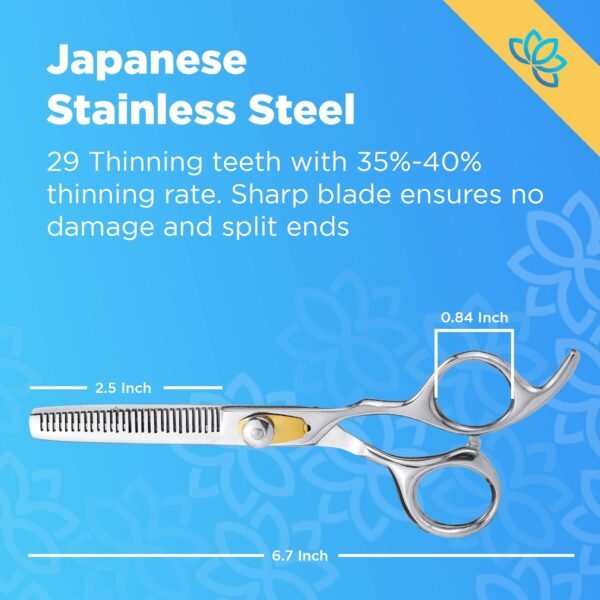 71YgRcmR14L._SL1500_.jpg Equinox Professional Hair Scissors Set - Pro Barber Kit, Includes Cutting Scissors, Thinning Shears, Straight Razor, 3 Combs, Clips, Grippers - Salon & Barber Supplies, Hair Tools