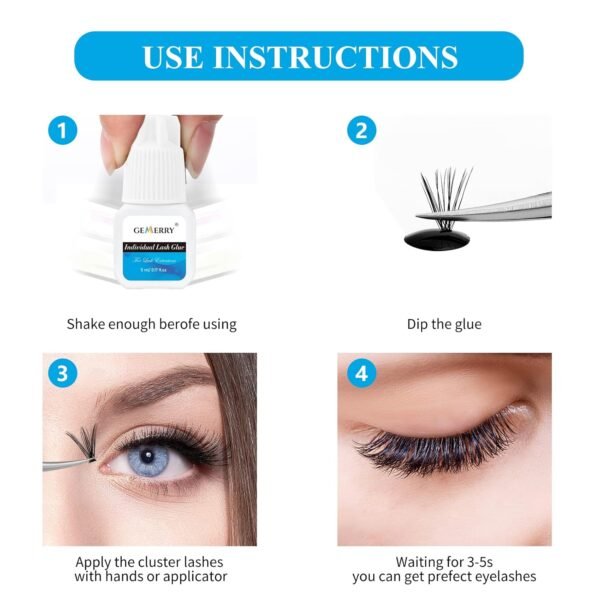71YoSqGEJTL._SL1500_.jpg Individual Lash Glue 5ML Long Lasting Eyelash Adhesive for Self Application and Cluster Extensions - Black