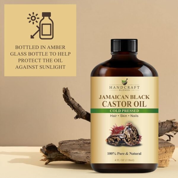 71YpSOaW3AL._SL1500_.jpg Handcraft Blends Cold-Pressed Jamaican Black Castor Oil in Glass Bottle with Lash Brushes - 4 Fl Oz - 100% Pure and Natural - Premium Grade Oil for Hair Growth, Eyelashes and Eyebrows - Hair and Body
