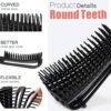 5 Pcs Detangling Brush Set Cushion Nylon Bristle Shampoo Brush Dual Edge Teasing Comb (Black-1)