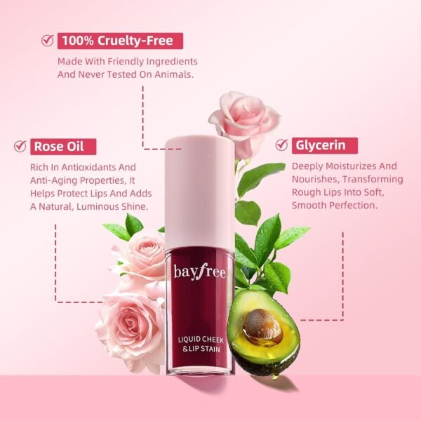 71YxUggszWL._SL1500_.jpg Liquid Cheek & Lip Stain, Korean Lip Tint with Moisturizing & Weightless, Non-Sticky, Long-Lasting, Kiss-proof, All Long-wearing, Vegan Makeup (Rose Cherry)