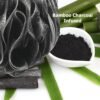 SHOWER BOUQUET Loofah-Charcoal Bath-Sponge XL-Color-4-Pack // Extra Large 75g Soft Mesh Black Luffa Loofa Loufa Puff Set/Exfoliating Body Scrubber for Women and Men - Exfoliate & Soothe Face & Body