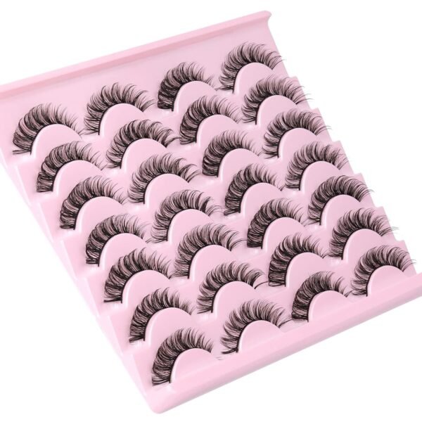 71Z8CIma6L._SL1500_.jpg Russain Strip Lashes D-Curly False Eyelashes Natural Look Wispy Cat Eye Lashes that Look Like Eyelash Extensions 3D Lashes Pack