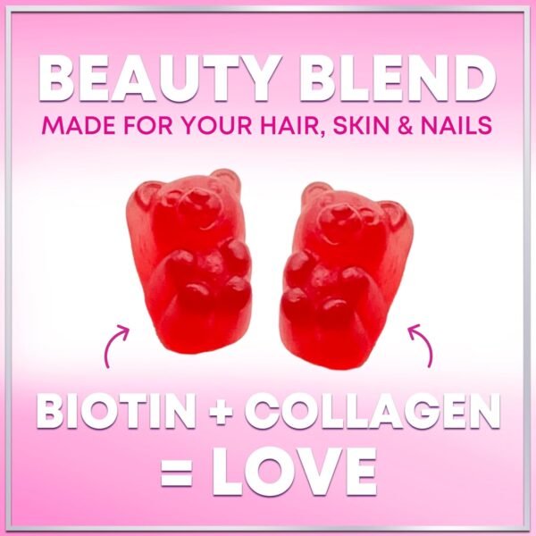 71Z9FyYK6JL._AC_SL1500_.jpg Collagen Peptide Gummies for Women with Biotin - Hydrolyzed Collagen for Hair, Skin, Nail, Bone Health & Joint Support - Extra Strength Best Peptides Supplement for Women & Men, Non-GMO - 60 Gummies