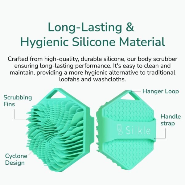 Silicone Body Scrubber - Exfoliating Bath Brush and Skin Cleanser - Shower Sponge for Gentle Body Scrub and Wash - Silicone Scrubbing Care Tool for a Refreshed and Renewed You - Green