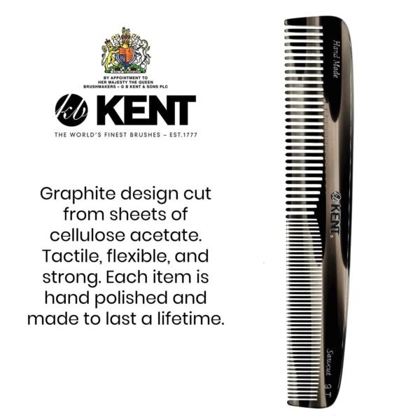 71ZT-C56ZoS._SL1500_.jpg Kent 9T Double Tooth Dressing Table Comb, Tortoise Fine and Wide Tooth Coarse/Fine Dresser Comb for Hair, Beard, Mustache Styling, Grooming - For Men, Women, and Kids, Made in England