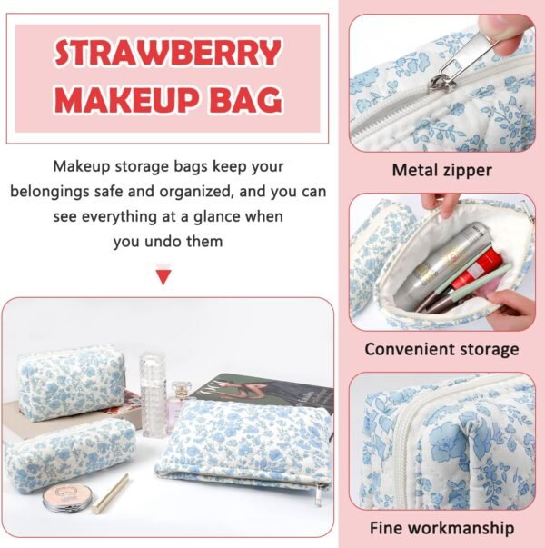 3 Pcs Makeup Bag Cosmetic Bag Set for Girls Women Checkered Travel Organizer Bathroom Toiletry Pouch Large Capacity Storage Bag (Orchid)