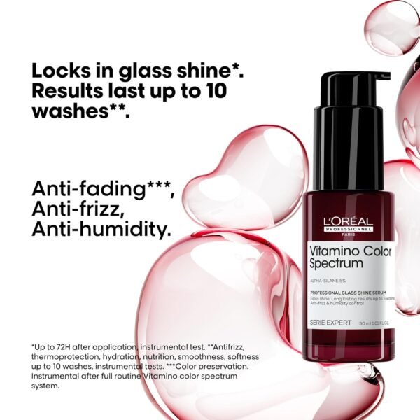 L'Oréal Professionnel Paris Vitamino Color Spectrum Glass Shine Serum - Instant Glass Shine, Protects Colored Hair, Heat Protection Up to 450°F, Vibrant Colors Up to 100 Days