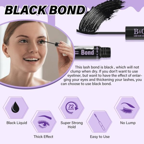 71ZjnA0-5mL._SL1500_.jpg Lash Bond and Seal Waterproof 10ML Eyelash Bond and Seal Lash Glue for Lash Clusters 72 Hours Black Lash Glue and Bond Super Strong Lash Extension Bond and Seal Long Lasting (NewST-HEI New)