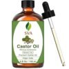SVA Castor Seed Oil - 4 Fl Oz – 100% Natural Cold Pressed Castor Oil - for Face, Skin Care, Hair Care, Scalp Massage & Body Massage – Carrier Oil with Dropper