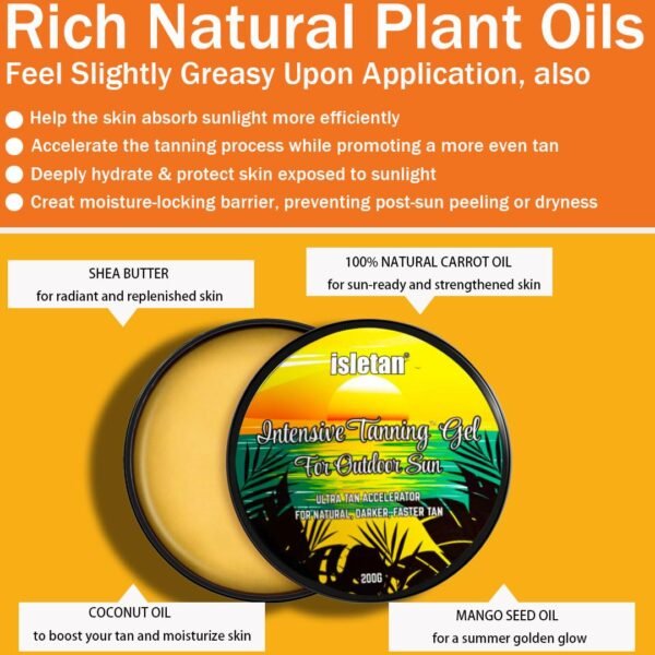 intensive tanning gel mango, tanning gel for outdoor sun, 200g