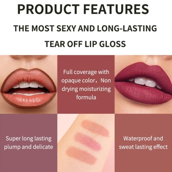71a0affZ2aL._SL1500_.jpg Peel Off Lip Stain Tattoo Set, 3 Colors Peel Off Lip Liner, Removable Lip Liner Set, Matte Finish Waterproof Lip Liner Pencil, Transfer-proof Peel Off Lip (3Colors/Set, B)