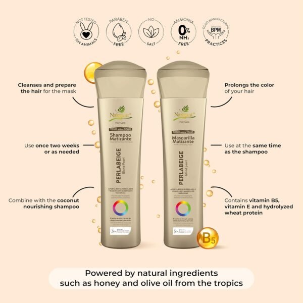 naissant Perla Beige Hair Purple Toning Mask | Eliminates Brassiness | Neutralizes Yellow & Orange Tones | Paraben, Ammonia & Sulfate Free | Pro-Vitamin B5, Olive Oil & Honey (Perla Beige) 10.1 Fl Oz