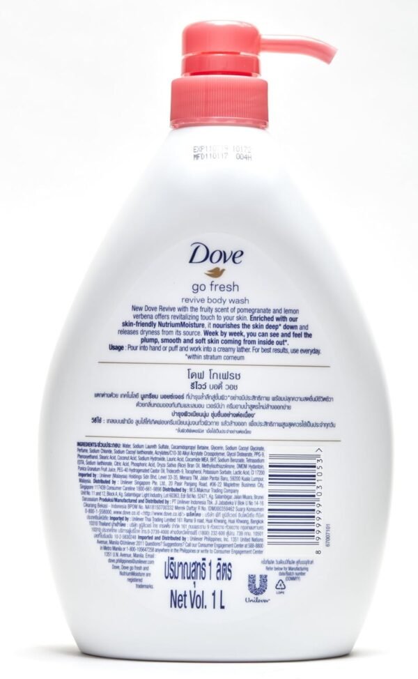 Dove Go Fresh Revive Body Wash, Pomegranate and Lemon Verbena Scent, 33.8 Ounce (1 Liter) International Version