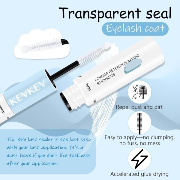 71a5twcnq3L._SL1500_.jpg KevKev Lash Bond and Seal Waterproof Bond and Seal Lash Glue for Lash Clusters Mascara Wand Cluster Lash Glue Eyelash Bond and Seal Strong Hold for 72 Hours Avoid Stickiness (5ml+5ml)