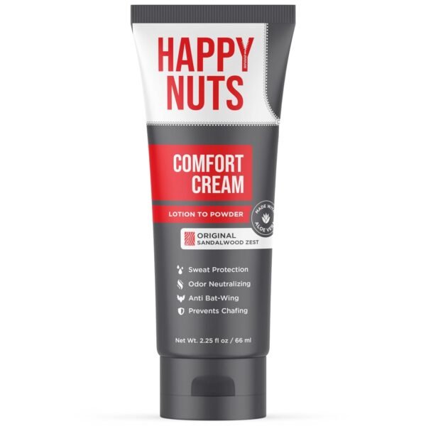 HAPPY NUTS Comfort Cream Deodorant For Men: Anti-Chafing Sweat Defense, Odor Control, Aluminum-Free Mens Deodorant & Hygiene Products for Men's Private Parts 2.25 oz. (Original)