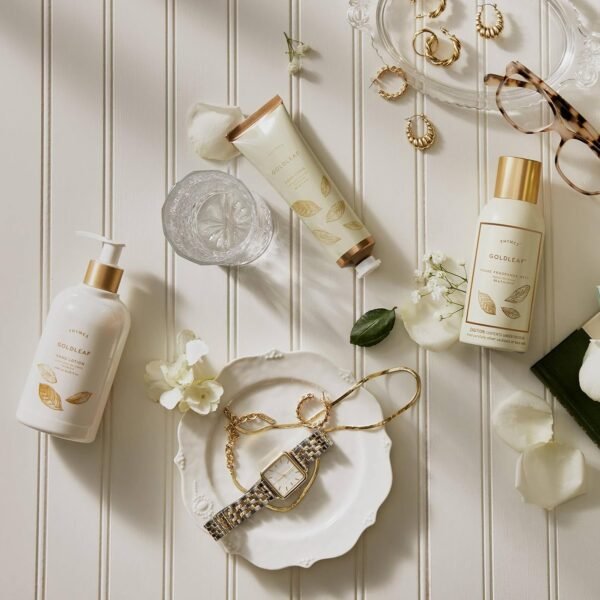 Thymes Goldleaf Perfumed Body Crème - Moisturizing Body Cream - Shea Butter Body Lotion with Vitamin E, jojoba Oil, and Honey for Skin Care Routine - Body and Hand Lotion for Women & Men (9.25 fl oz)