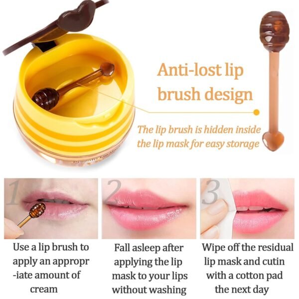 71aEHfLKf-L._SL1500_.jpg 8 PCS Bee Lip Balm Lip Mask Honey Pot, Propolis Lip Mask Overnight Moisturizing Lip Balm with Stick, Sleeping Lip Mask Hydrating Prevention Dry & Cracked,Reduce Lip Lines Lip Scrubs Exfoliato Lip Care