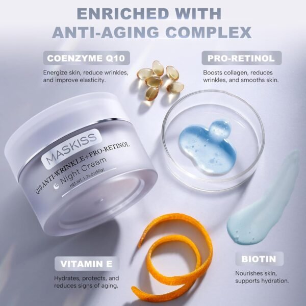 71aOtU1zPYL._SL1500_.jpg Firming Neck Cream & Anti-Wrinkle Night Cream with Coenzyme Q10 + Pro-Retinol, Unscented Skin Firming Neck Cream, Anti Aging Facial Moisturizer for Sensitive Skin, 1.76 Oz Jar