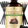 71aRJUO0jHL._SL1500_.jpg Handcraft Blends Cold-Pressed Jamaican Black Castor Oil in Glass Bottle with Lash Brushes - 4 Fl Oz - 100% Pure and Natural - Premium Grade Oil for Hair Growth, Eyelashes and Eyebrows - Hair and Body