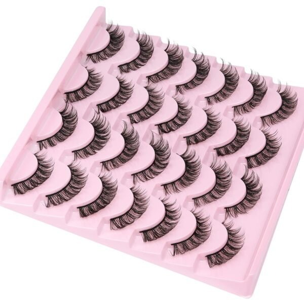 71aaIdvYqL._SL1500_.jpg Russain Strip Lashes D-Curly False Eyelashes Natural Look Wispy Cat Eye Lashes that Look Like Eyelash Extensions 3D Lashes Pack