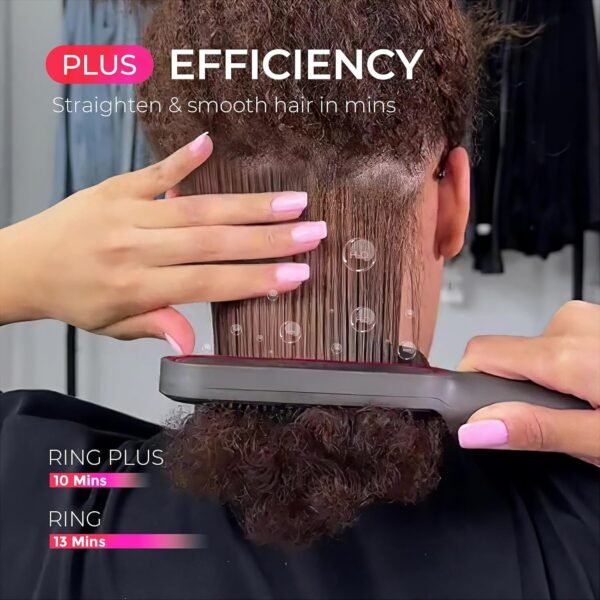 71ad5dQsI1L._AC_SL1500_.jpg TYMO Ring Plus Ionic Hair Straightener Brush - Straightening Comb with Negative Ions for Women, Titanium Coating, 9 Temp Settings & LED Display, Dual Voltage, Professional Styling Tools