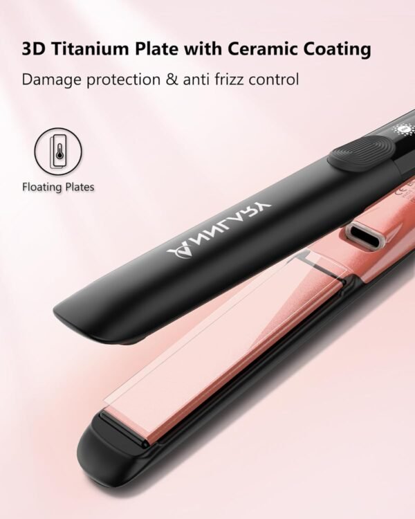 71aebfAK58L._AC_SL1500_.jpg Hair Straightener, 1 Inch Flat Iron Straightener and Curler 2 in 1, Titanium Ceramic Ionic Dual Voltage Straightener with Anti-Iron Silicone for Less Frizz, Shinier & Smoother Hair