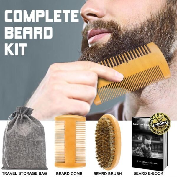 XIKEZAN Beard Kit for Men Grooming & Care Set w/2 Pack Beard Serum, Wash, Oil, Balm, Comb, Brush, Scissor, Bag, EBook, Unique Birthday Gifts for Men Him Dad Husband Brother Christmas Stocking Stuffers