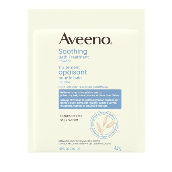 Aveeno Fragrance-Free Soothing Bath Treatment & Soak for Soothing Relief, 100% Natural Colloidal Oatmeal, Relieves Itchy, Irritated Skin Due to Eczema, FSA/HSA, 8 Single-Use Bath Packets
