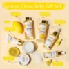 Lemon Scent Bath Spa Gift Box Set for Women - Shower Gel, Bubble Bath, Body Cream, Soap, Salt, Essential Oil