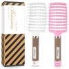 71at9fUC9S._SL1500_.jpg Hair Brush Set, Curved Vented Detangling Hair Brushes for Women Men Kids, Professional Vent Styling Brush for Wet Dry Curly Thick Straight Hair Fast Blow Drying Brush (Pink+ White)