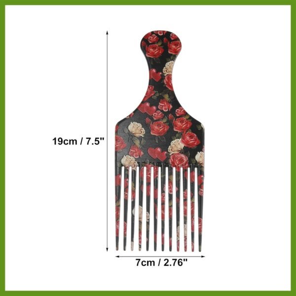 71au-bFFLiL._SL1500_.jpg Wide Tooth Afro Hair Pick Comb, Hair Styling Tool for Men Plastic Flower Pattern, 7.5 Inch Beauty