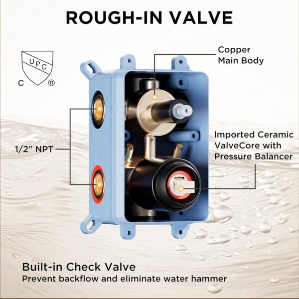 Shower Faucet Sets Matte Black Shower System,STARBATH 4 Way 12+6" Dual Head Shower Set Complete with 2 in 1 Handheld,Ceiling Mounted Rainfall Shower Head with 4 Body Spray Jets, Shower Jets System