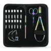 Hair Extension Tools Kit Includes 2 HoleMicro Beads Microlink Crimping Plier, 12pcs Sectioning Clips, Quick Parting Tool, Mini Scissor & C Type Needles, Loop Tool (Rianbow)