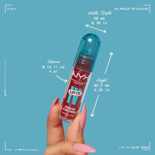 71bDBmBVjBL._SL1500_.jpg NYX PROFESSIONAL MAKEUP Lip IV Hydrating Glossy Lip Stain with 12HR Hydration - Red-y Set Wet (Red)