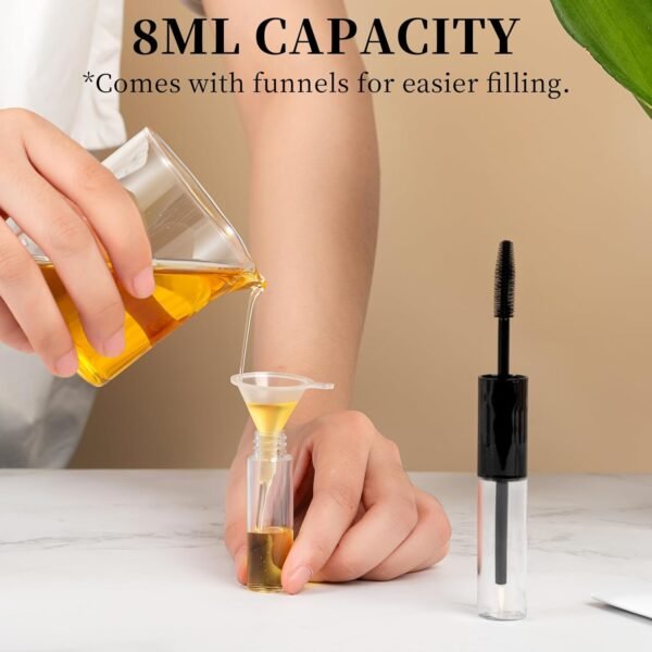 71bH-Ruf5VL._SL1500_.jpg 2pack Empty Mascara Tubes, Dual 2-in-1 Mascara Wand and Eyeliner Tube for Castor Oil, Eyelash Serum, Eyebrow Growth Oil - Travel Empty mascaras Bottles with Brush & 2 Funnel DIY Skin Care Essentials