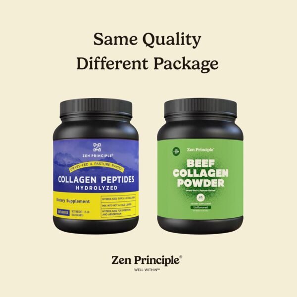 71bN6cIIoHL._AC_SL1500_.jpg Zen Principle Grass-Fed Collagen Peptides 1.5 lb. Anti-Aging Hydrolyzed Protein Powder for Healthy Hair, Skin, Joints & Nails. Paleo and Keto Friendly, GMO and Gluten Free, Pasture-Raised Bovine.