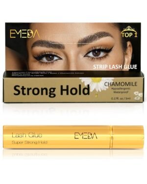 71bOTC5B6DL._SL1500_.jpg Lash Eyelash Glue Adhesive Waterproof - Chamomile Super Strong Hold Latex Free Hypoallergenic Formaldehyde-Free Strip Eyelash Adhesive 5ml 0.17fl.oz Clear Lash Glue by EMEDA (White)