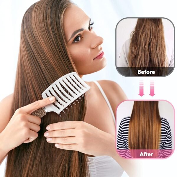 71bP8cOj1TS._SL1500_.jpg Hair Brush Set, Curved Vented Detangling Hair Brushes for Women Men Kids, Professional Vent Styling Brush for Wet Dry Curly Thick Straight Hair Fast Blow Drying Brush (Pink+ White)