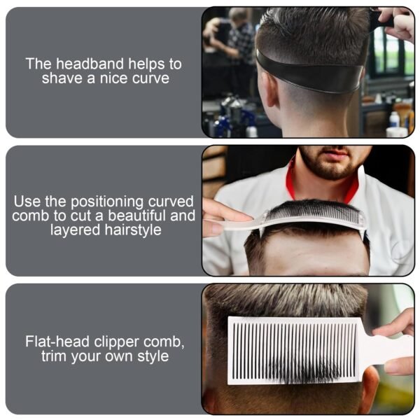71bQNs42C5L._SL1500_.jpg Fade Hair Trimming Guide for Men Haircut, Adjustable Silicone Curved Haircut Band, Curved Positioning Comb and Flat Top Comb for Home DIY Haircuts, Self Haircut Kit Guide Salon Styling Tools