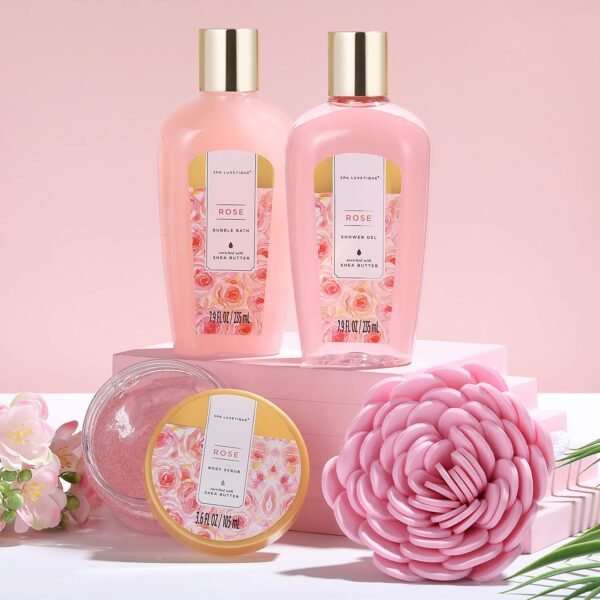 Spa Gift Baskets for Women, Spa Luxetique Bath Set, 12 Pcs Rose Gifts Set with Bu