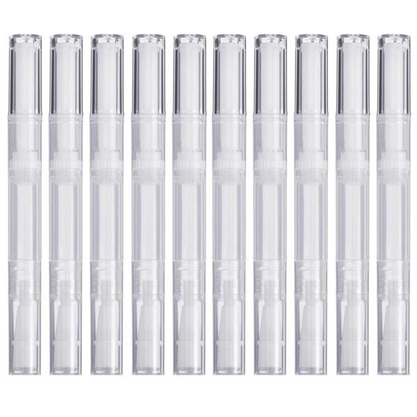 10 Pack 3 ML Transparent Twist Pens, Empty Cuticle Nail Oil Pen with Brush Tip, Cosmetic Lip Gloss Containers Applicators Eyelash Growth Liquid Tube