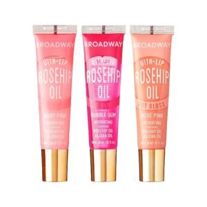 71bty9xZPOL._SL1500_.jpg Ruby Kisses Broadway Vita-Lip Tinted Lip Gloss (3 Pack Baby Pink, Bubble Gum, Nude Pink) Ultra-Hydrating Rosehip + Jojoba Oil & Soothing Formula with Vitamins, High-Shine Non-Sticky Finish Lip Balm