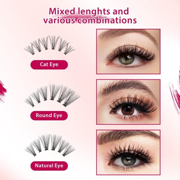 Bodermincer Lash Extension 240pcs C Curl 10D/20D Cluster 8/9/10/11/12mm,10/11/12/13/14mm,12/13/14/15/16mm Mixed Individual Cluster Lashes (10D+20D 8/9/10/11/12mm and Under Eyelashes)